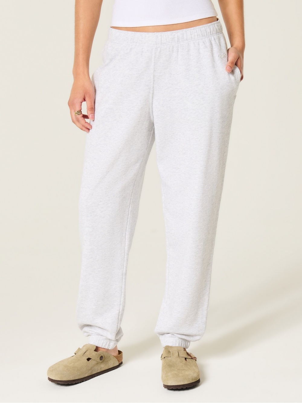 Hollister Light Heather Grey Fleece Joggers